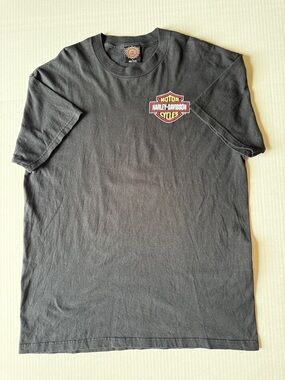 Vintage 90s Harley Davidson Las Vegas Tee Black USA Made Biker Graphic Size L